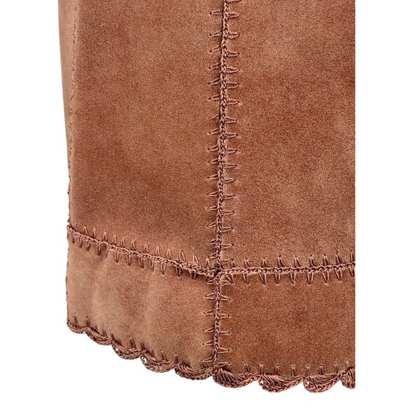 Free People Suede Patchwork High Waist Mini Skirt | Western Boho Coastal 70s 10 - Picture 6 of 16